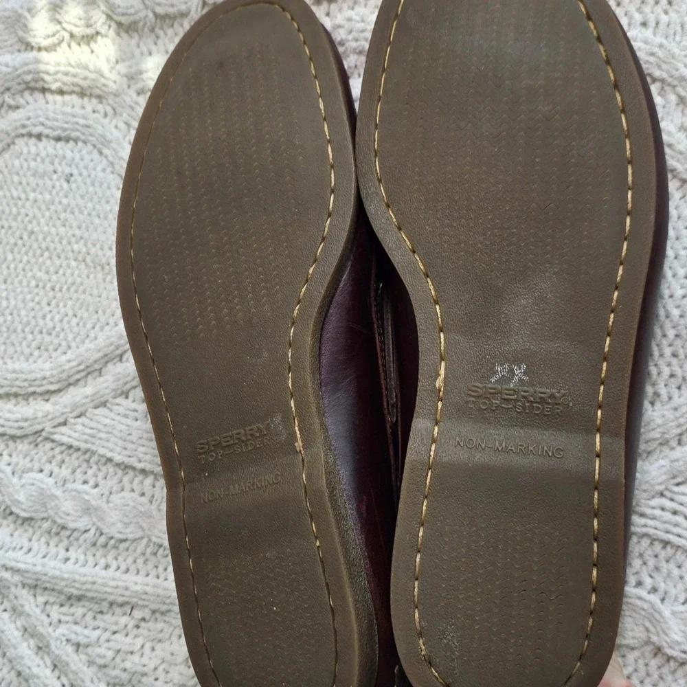 Sperry Top-Sider Boat Shoes Burgundy Brown Leather 2-Eye Mens 12M Pristine